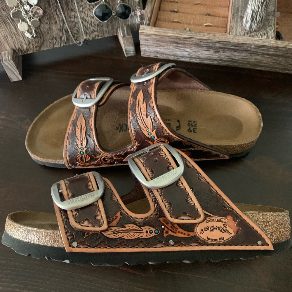Birkenstock Hand Tooled Leather Sandals